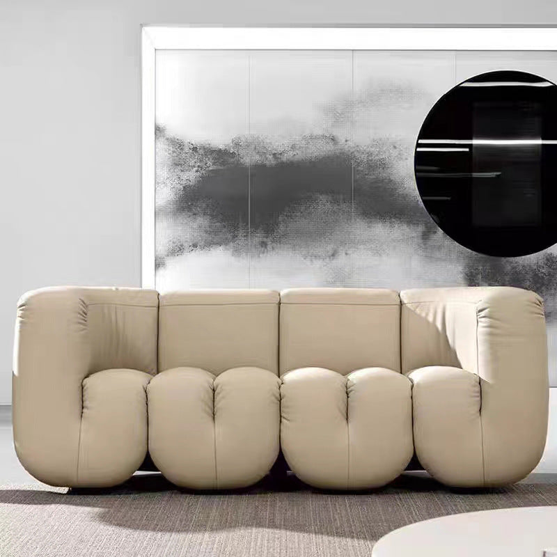 Swiss genuine leather designer modular artistic mid-century modern sofa