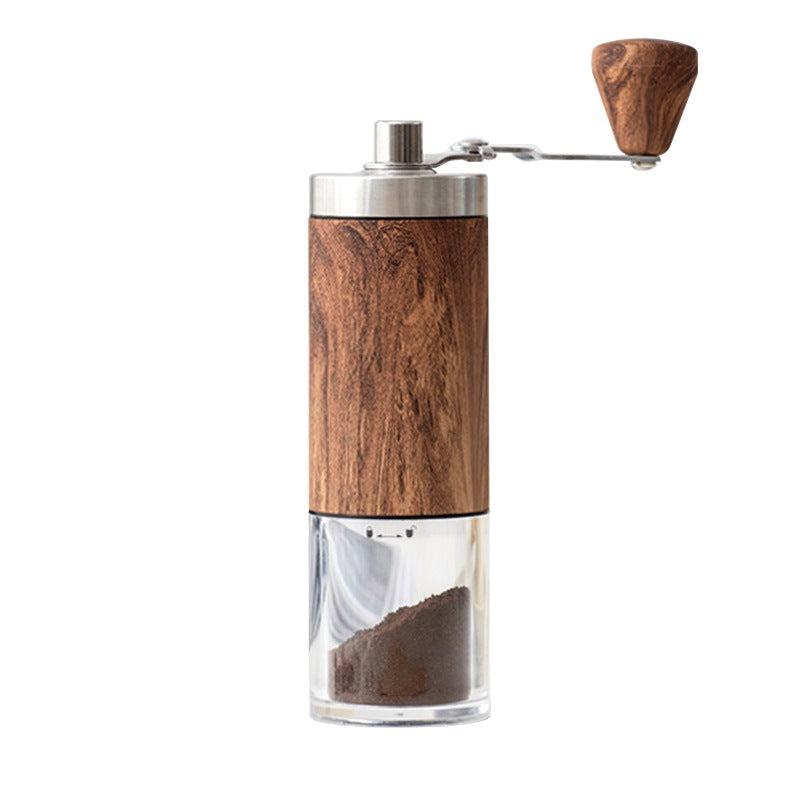 Hand-cranked portable coffee grinder, stainless steel hand grinder, small household external adjustment wood grain