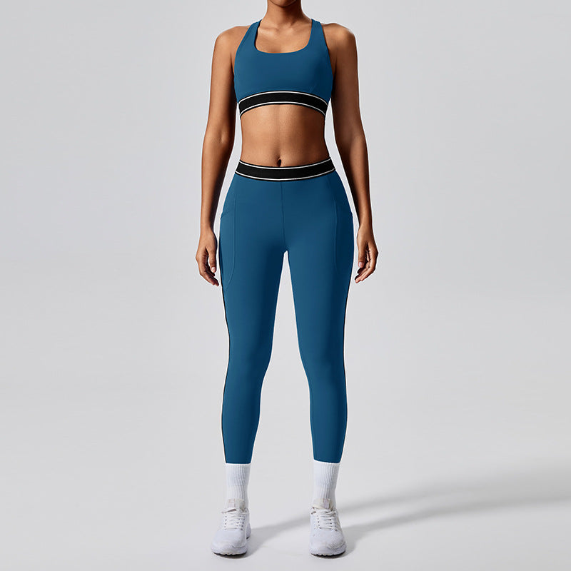 new arrival with chest pad elastic fitness fashion yoga clothes two-piece set women's pilates sports yoga clothes suit