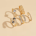 Customized alloy rings, cross-border niche luxury style jewelry, snake-shaped ring set accessories, diamond-studded women's couple rings