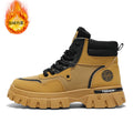 Winter men's high-top boots, men's fleece-linedheattechthick soleworkwear boots, outdoor hiking desert combat rhubarb boots