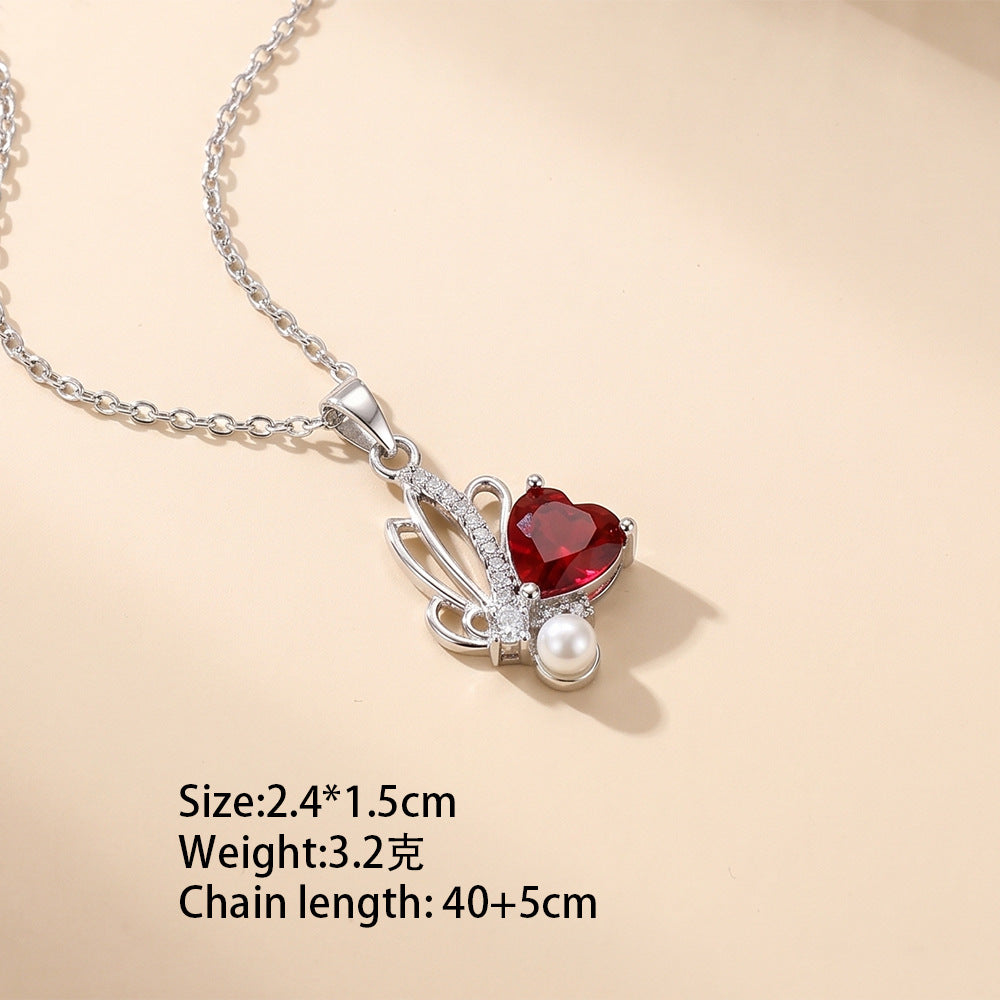 European and american hot-selling fashion zircon pearl necklace for women, lightweight luxury, niche, versatile, elegant, fashionable titanium steel clavicle chain jewelry