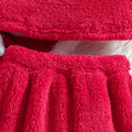 girlsuit red coral velvet hooded outwear vest tops skirtstuffedfall and winter three-piece suit