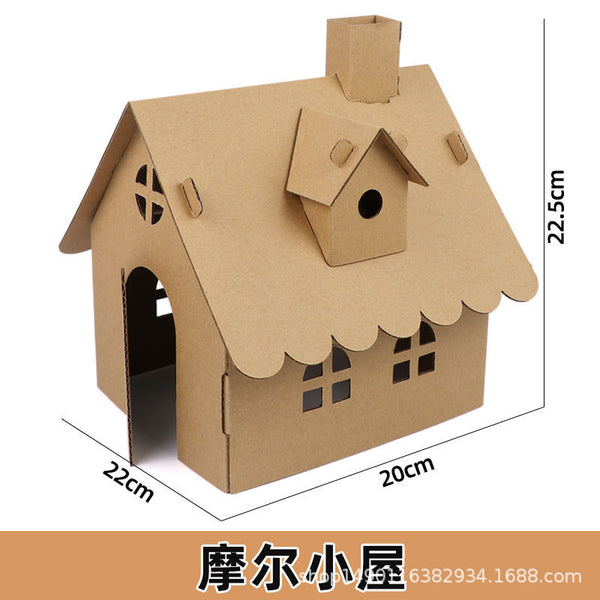 Kindergarten children's handmade DIY material package graffiti carton creative assembly Christmas cottage house students