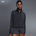 Casualloose half-zip sweatshirt women's autum windproof stand collar drawstring hem fitness sports topsd25136