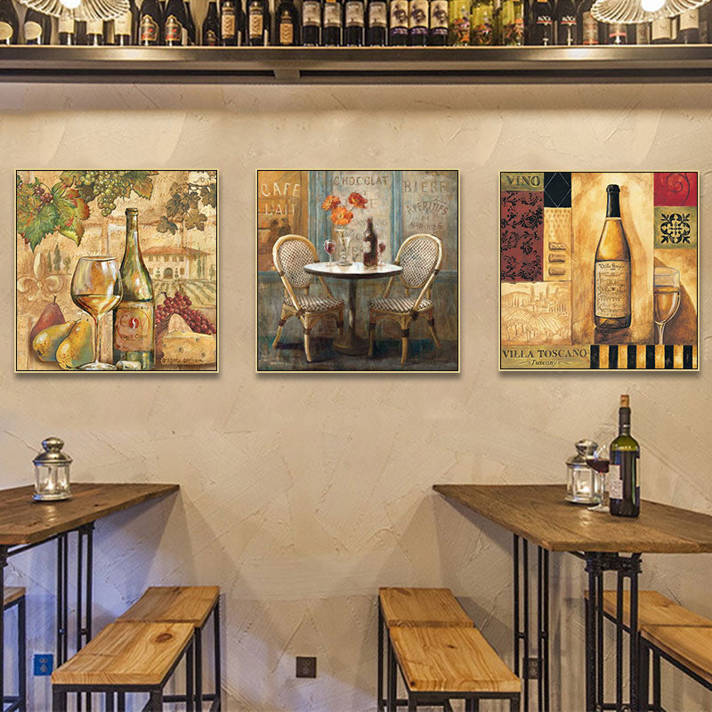 American bar decorative painting retro industrial style creative KTV box red wine glass hanging painting nostalgic wine mural