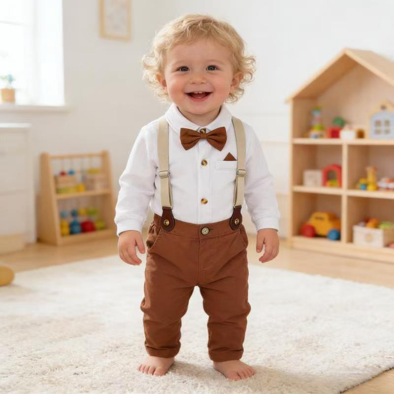 Infant and toddler spring & fall dress suit baby boy spring clothing cotton jumpsuit super cute infant spring outing romper