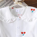 Children's clothing cross-border girl suit cherry white long sleevestops + red skirt