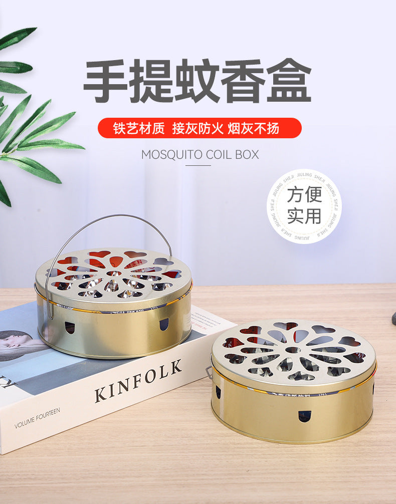 Fireproof, anti-scalding, anti-kicking, mosquito coil disc with lid, mosquito coil box, mosquito coil connected to ash disc, sandalwood burner bracket, sandalwood box.