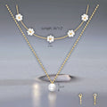 Stylishniche styleclassy petal clavicle chain small fragrant copper plated flower pearl double layer necklace for women