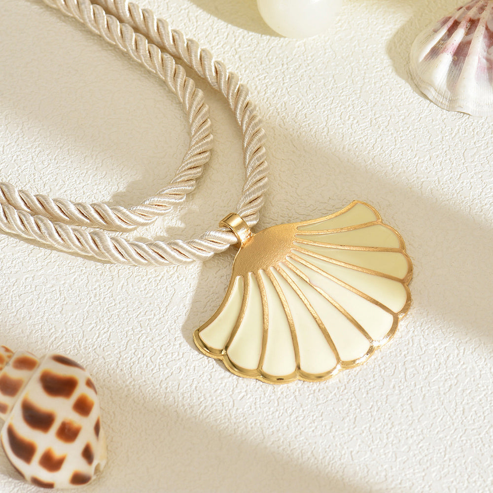 Wholesale seashell necklaces - european & american cross-border jewelry, enamel pendants, unique design, multi-layer braided cord necklaces