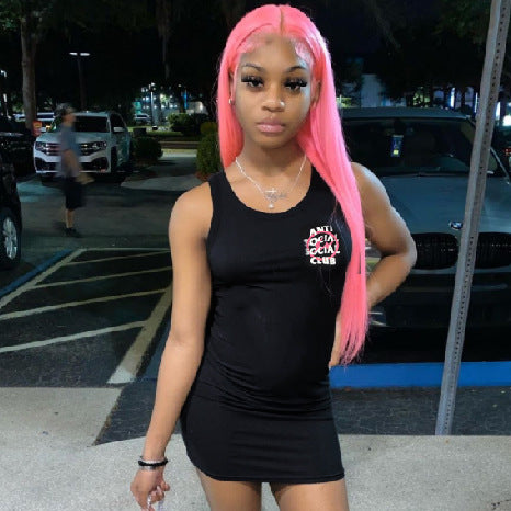 S390376 dress Cross-border women's clothing independent station Ebay  European and American alphabet vest printing, dress