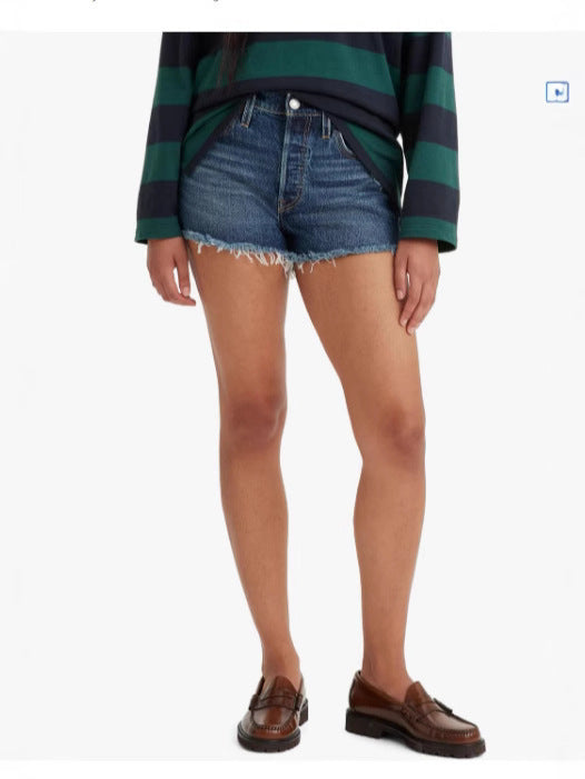 European and American   mid-waist elastic fringed women's denim shorts, women's jeans