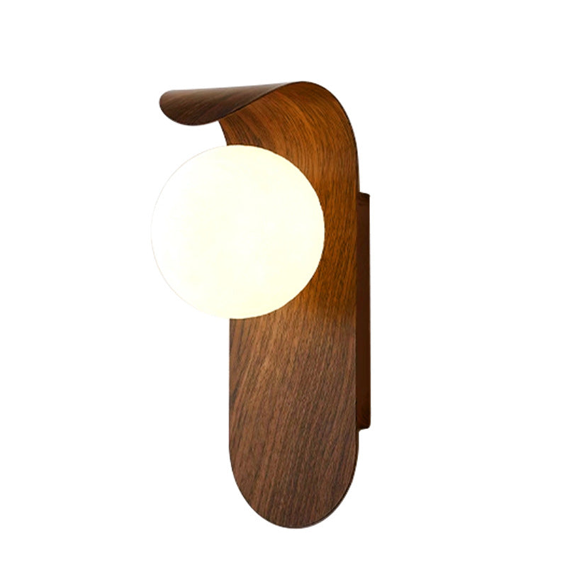 Vintage wall lamp walnut color wabi wind bedroom background wall decorative lamp modern simple living room study aisle lamp