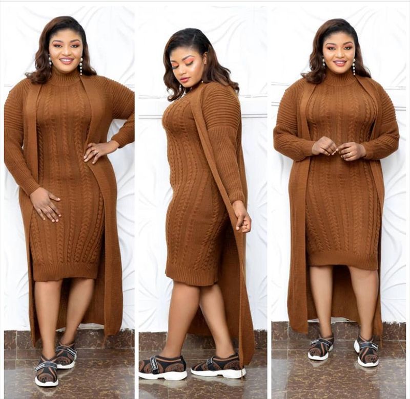 supply of african women's clothing plus sizeknittingdresslongoutwearthickenedtwo-piece set