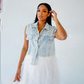 Amazon  sexy denim vest women's summer ins trendy fashion beaded denim top