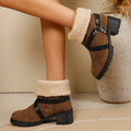 winterfleece-linedplus sizeheattech cotton boots new arrival cross-border export thick heel suede two-wear mid-heeled boots for women