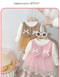 Baby girl dress spring new style little girl fashionable chic spring and autumn girl sweet tulle dress long sleeve dress