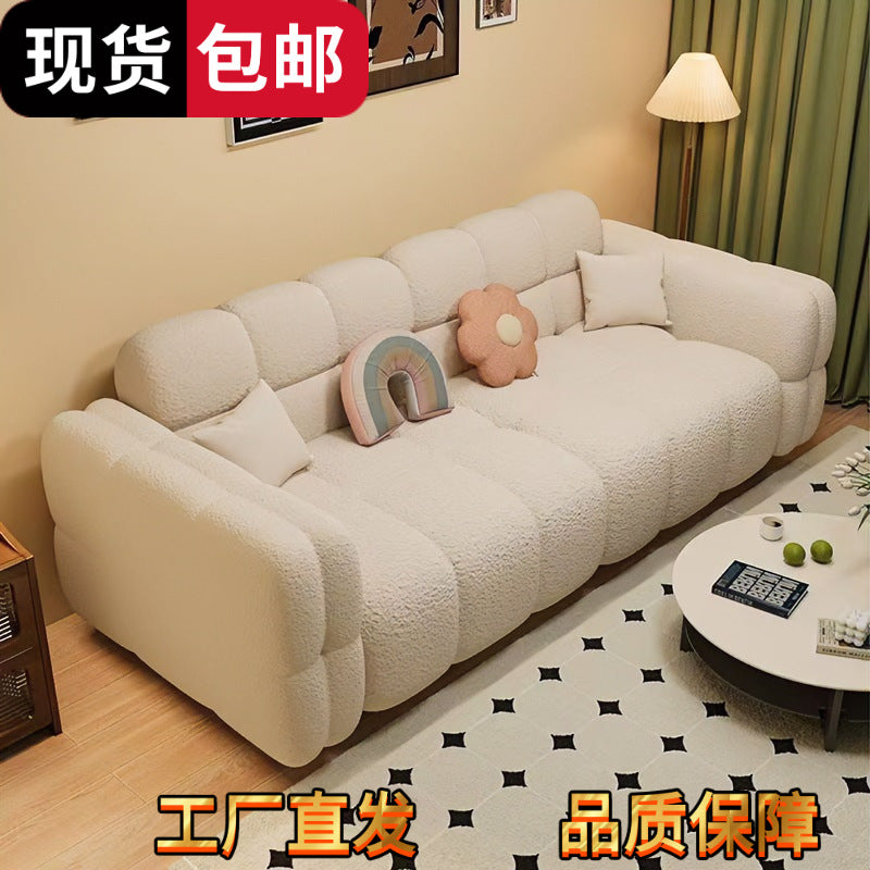 Marshmallow sofa living room new arrival small apartment casual fabric sofa double three person rental house b&b straight row sofa