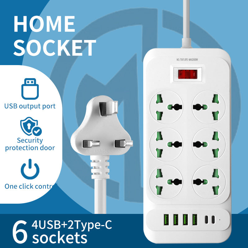Overload switch british standard socket american standard european hong kong version drag board wireless international neutral sub-control plug strip plug-in board