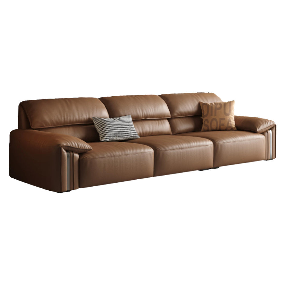 Italian normcore genuine leather sofa modern for home living room black straight row three seatsaccessible luxury first layer cowhide art sofa