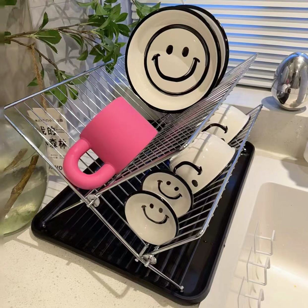 Popular foldable dish storage dish rack, bamboo drain rack, countertop multi-functional kitchen storage rack, multi-layer