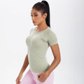 Spring/summer new one-piece knit short-sleeve crew neck sports t-shirt - running, fitness, slim-fit, breathable yoga top for women