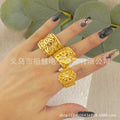 Middle eastern dubai luxury round adjustable gold plated women's bracelet and ring handmade jewelry wedding gift