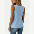 european and american cross-border new v-neck fashion hollow-out eyelet top