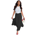 European and american cross-border women's fashion  summer new streetwear casual midi skirt high waist solid color versatile pleated maxi skirt