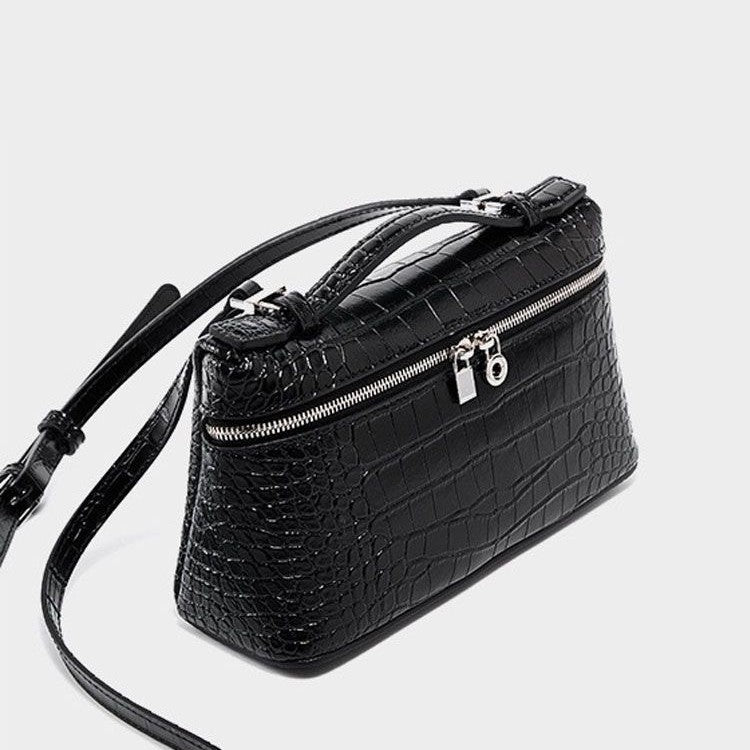 Lp19 genuine leather lunch box bag new arrival gigi same style kelly bag pebbled cowhide satchel bag simple shoulder bag for women
