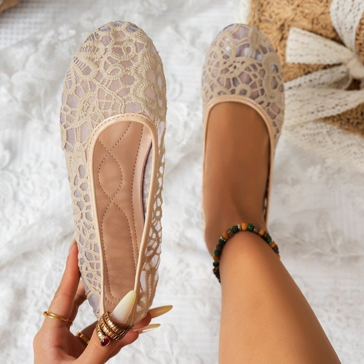 Export  spring new arrivalfashionplus size round toe flatsflats women's bean casual shoes fly woven women's shoes wholesale