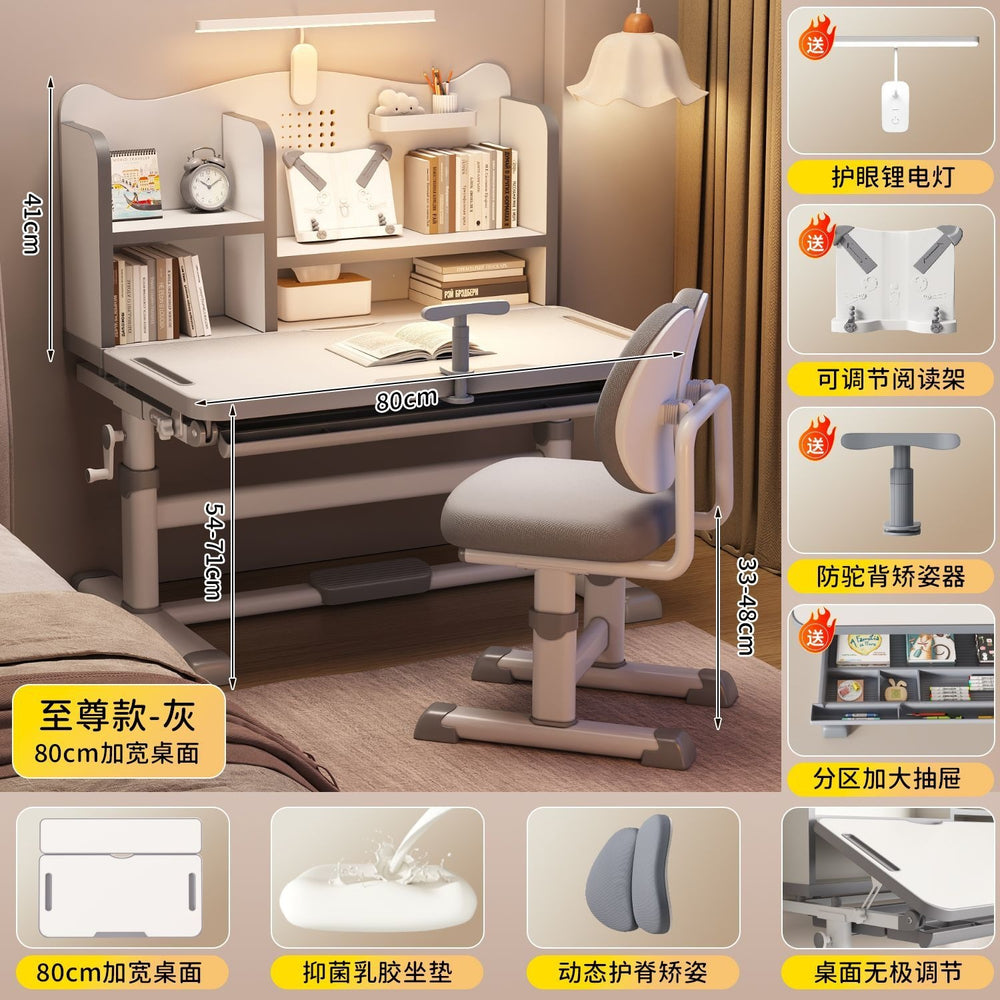 Adjustable height desk and chair set for kids - perfect for elementary school students, home study, and writing