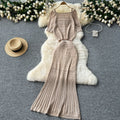 Niche styleretrocut out hook flower off-shoulder suspender knitting shirttopstwo-piece set women's easiest for match medium long skirt