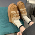 Thick sole birkenstock shoes heattech furry cotton shoes women 2026winternew arrivalretro maillard fleece-linedthickened snow boots