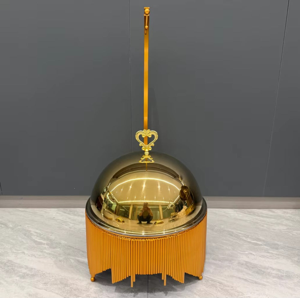 Gold stainless steel buffet warmer - openwork lid buffet stove - hotel restaurant heating and insulation furnace