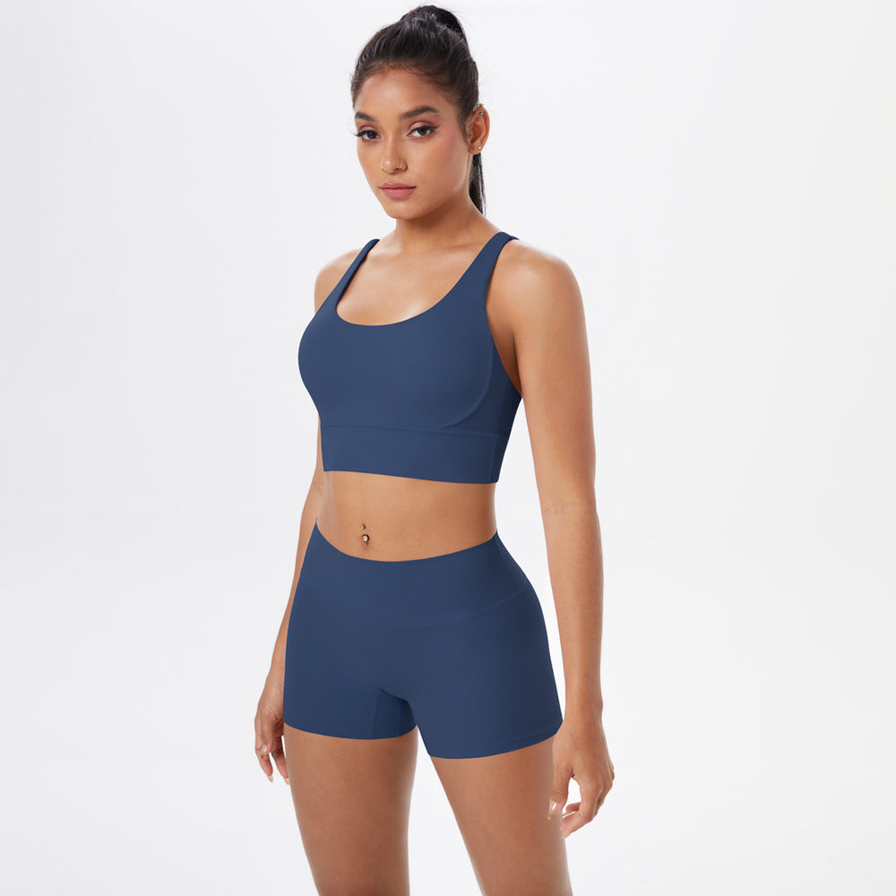 New arrival: barely-there brushed nylon yoga set - criss-cross back sports bra & quick-dry, figure-hugging, butt-lifting workout outfit