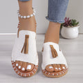 Plus size women's slippers for export -  summer new collection: tassel fish mouth slides, women's outdoor flat casual sandals