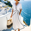 european and american women's clothing: new summer collection - polished bohemian style, elegant v-neck, slimming, vacation-ready dress