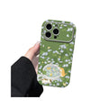Green floral cat teacup phone case for iphone 17 pro max, apple 16 full coverage shockproof protective case - wholesale
