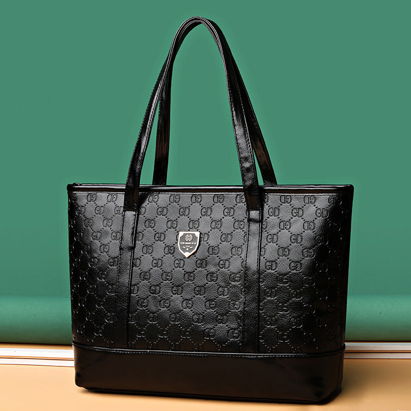 Women's handbag 2023 new large capacity tote bag fashion trendy shoulder bag soft leather middle-aged women's tote wholesale