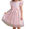 Exportgirl light purple pit strips flying sleeves gradient star mesh skirt summerkidsbows princess dress trendy