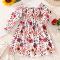 fall/winter new collection: girls' long-sleeve cable knit printed sweet princess dress