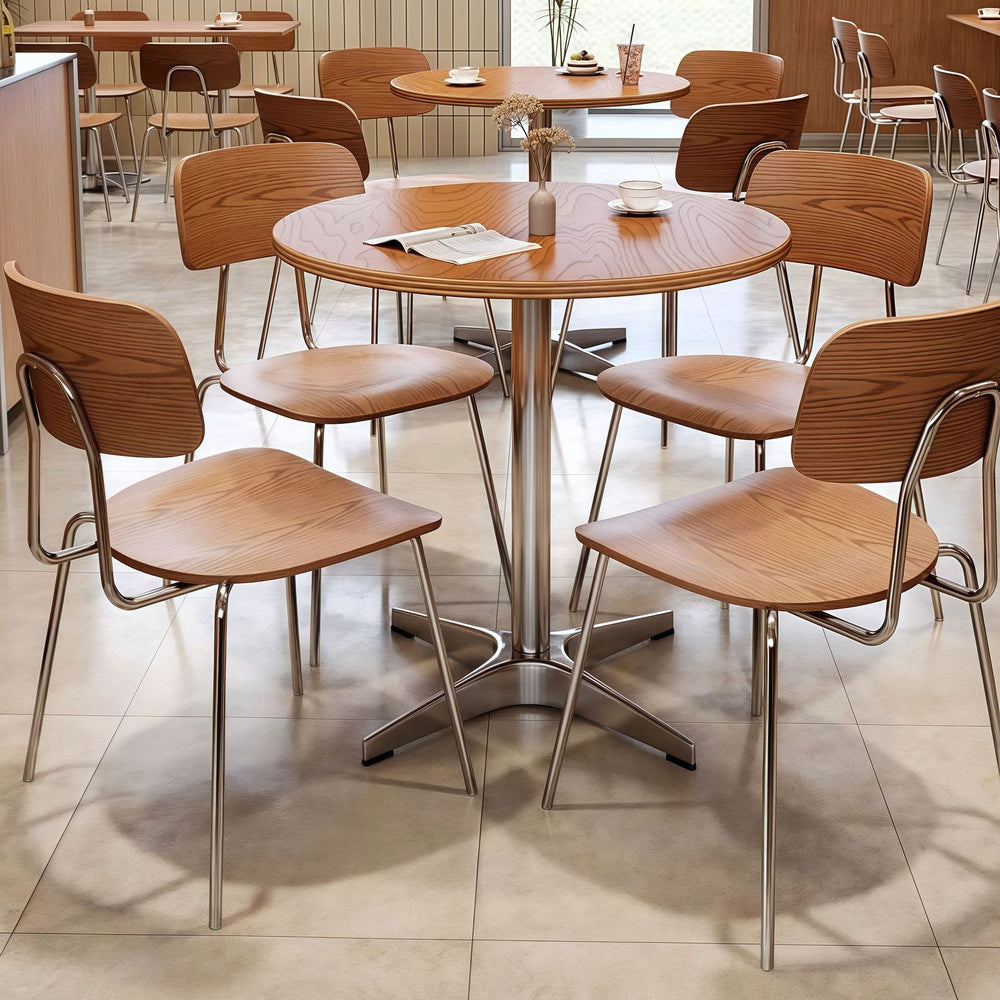 Wood style cafe table and chair combination milk tea dessert shop commercial dining table casual small square table tavern table and chair