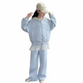 Girls' outfit set -  autumn new arrival - stylish and casual lace hooded jacket & wide-leg pants tracksuit two-piece set (big kids)