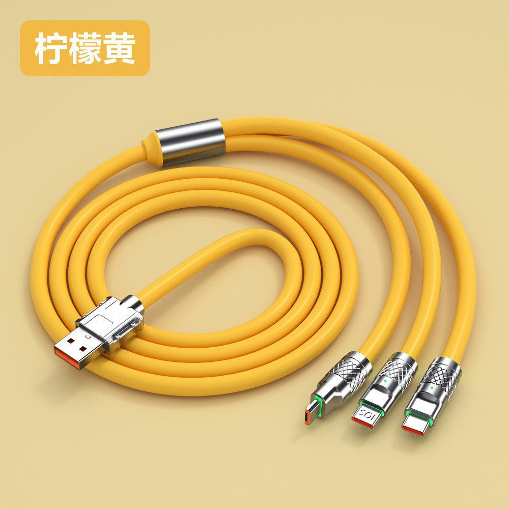 100w braided 3-in-1 fast charging cable - compatible with android, apple, huawei, and xiaomi phones