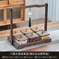 [six compartments with lid] lifting plate + gold-rimmed glass bowl