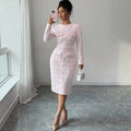 new european and american cross-border e-commerce women's pink slim-fit elegant dress