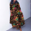 women's autumn fashion dress: european and american style, plus size, stylish print, elegant, tie-waist, a-line silhouette, suitable for cross-border e-commerce