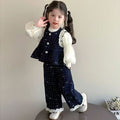 Girls' autumn outfit set  new style vest baby chic fashionable kids polka dot korean style three-piece early autumn set